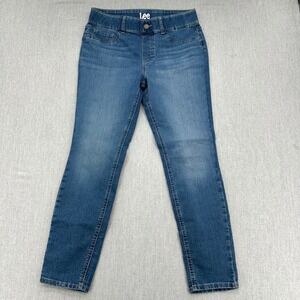Lee Jeans Womens Medium Blue Sculpting Slim Fit Pull On Denim Pants Casual
